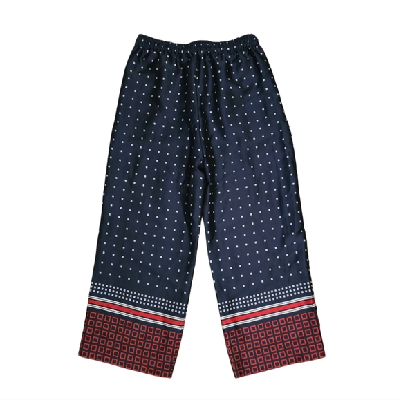 J. Crew Blue and Red Patterned Wide Leg Pants Size 8 NWT - Picture 2 of 5